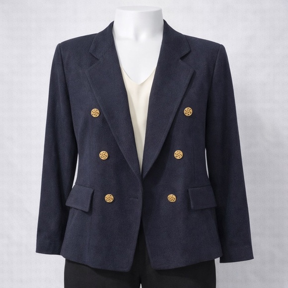 Jackets & Blazers - Vintage Elegant Blue Double-Breasted Women's Jacket